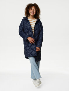Стеганое пуховое пальто Stormwear (6–16 лет) Marks &amp; Spencer, темно-синий