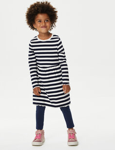 Хлопковое платье в полоску (2–8 лет) Marks &amp; Spencer, мульти