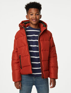 Утепленное пальто с капюшоном Stormwear (6–16 лет) Marks &amp; Spencer, красный