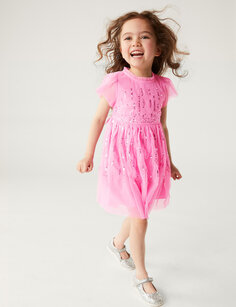 Вечернее платье с пайетками (2–7 лет) Marks &amp; Spencer, розовый