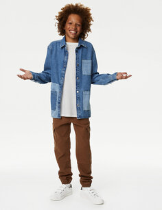 Комплект из 2 джинсовых рубашки и футболки (6–16 лет) Marks &amp; Spencer, деним
