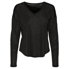 Футболка Vero Moda Lidy Long Sleeve V Neck, черный