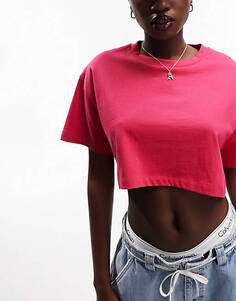 Ярко-розовая суперукороченная футболка ASOS DESIGN
