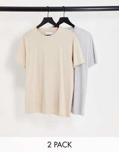 Набор из двух классических футболок Topman светло-серого и каменного цветов