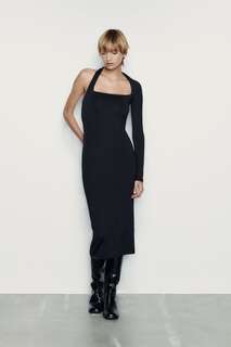Приталенное асимметричное платье ZARA, черный