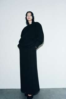 Длинная юбка с карманами ZARA, черный