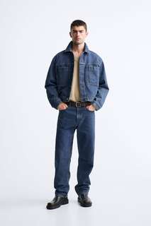 Укороченная джинсовая куртка ZARA, синий