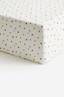 Простыня H&amp;M Home Patterned Cotton Fitted, белый