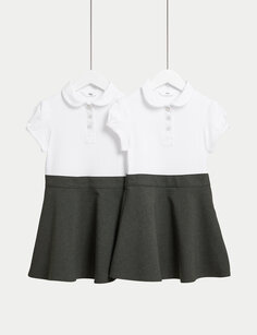 2 пары школьных сарафанов из хлопка для девочек (2–14 лет) Marks &amp; Spencer, серый
