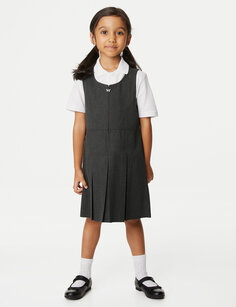 Длинный плиссированный школьный сарафан для девочек (2–12 лет) Marks &amp; Spencer, серый