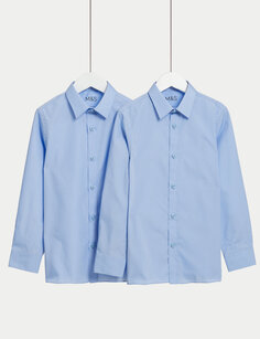 2 пары школьных рубашек без железа для девочек (2–18 лет) Marks &amp; Spencer, синий