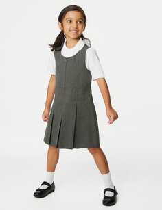 Школьный сарафан со складками для девочек (2–12 лет) Marks &amp; Spencer, серый