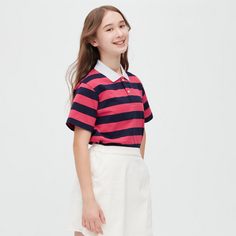 Футболка-поло Uniqlo Kids Dry Pique Short Sleeved, красный/темно-синий