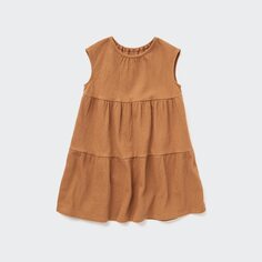 Платье Uniqlo Toddler Short Sleeved, коричневый