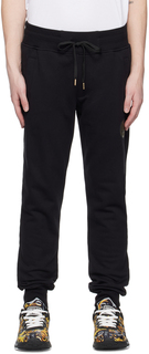 Черные брюки для отдыха с V-образной эмблемой Versace Jeans Couture
