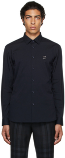 Темно-синяя рубашка из поплина с монограммой Burberry