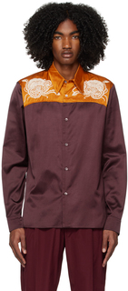 Фиолетово-оранжевая рубашка с вышивкой Dries Van Noten