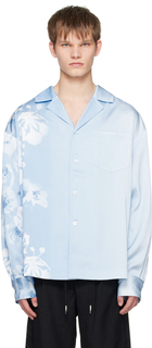 Синяя рубашка с градиентным цветочным принтом Feng Chen Wang