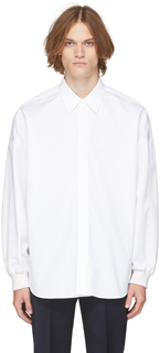 Белая поплиновая рубашка с приспущенным плечом Alexander McQueen