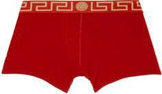 Красные трусы-боксеры с каймой Greca Versace Underwear