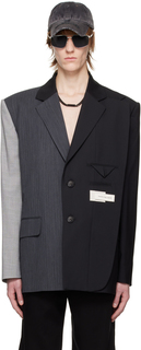 Эксклюзивный серый пиджак SSENSE со вставками Feng Chen Wang
