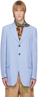 Синий пиджак с надрезом Dries Van Noten