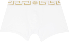 Белые трусы-боксеры с каймой Greca Versace Underwear