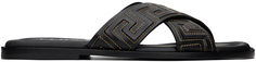 Черные сандалии Greca Versace