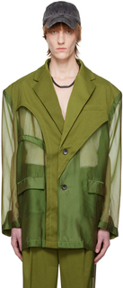 Зеленый деконструированный пиджак Feng Chen Wang