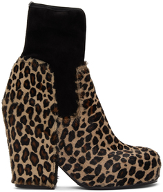 Бежево-черные ботинки с леопардовым принтом Random Identities