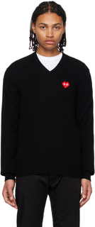 Черный свитер Invader Edition с сердечками Comme des Garçons Play