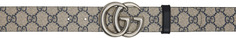 Бежевый ремень с узором GG Marmont Gucci