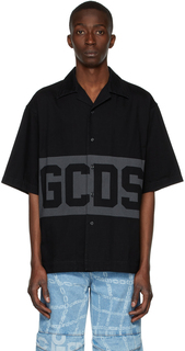Черная джинсовая рубашка для боулинга с логотипом GCDS