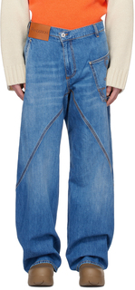 Синие джинсы с перекрученным узором JW Anderson