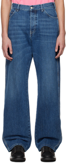Синие выцветшие джинсы Alexander McQueen