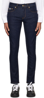 Джинсы с гравировкой цвета индиго Versace Jeans Couture