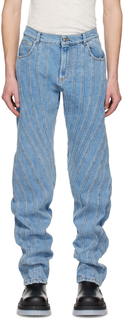 Синие джинсы со спиралью Mugler
