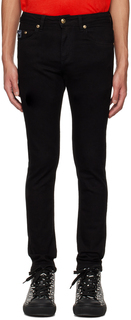 Черные джинсы с V-образной эмблемой Versace Jeans Couture