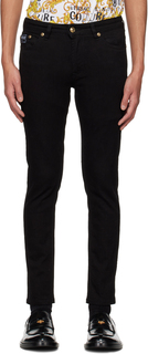 Черные джинсы с V-образной эмблемой Versace Jeans Couture