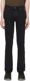 Черные узкие махровые джинсы Nudie Jeans