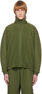 Зеленая куртка с зазубринами Homme Plissé Issey Miyake