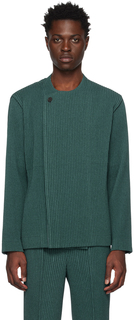 Зеленая шерстяная легкая куртка Homme Plissé Issey Miyake