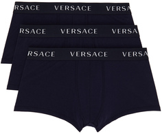 Набор из трех боксеров темно-синего цвета Versace Underwear