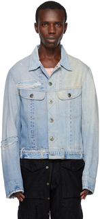 Синяя джинсовая куртка Trucker с эффектом потертости Greg Lauren