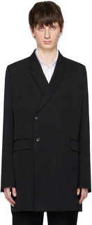 Черное двубортное пальто SAPIO