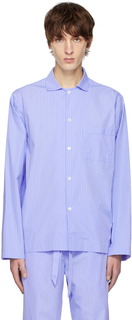 Синяя полосатая пижамная рубашка Tekla