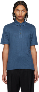 Синяя однотонная футболка-поло ZEGNA