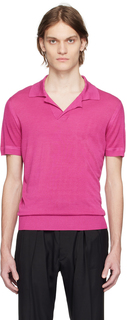 Розовая футболка-поло с микротекстурой TOM FORD