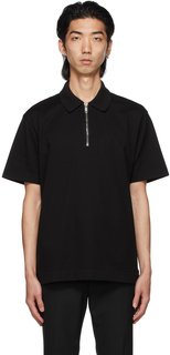 Черная футболка-поло на молнии из пике Givenchy