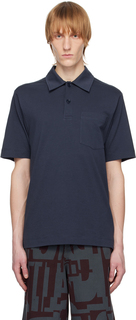 Темно-синяя рубашка-поло с карманом Dries Van Noten